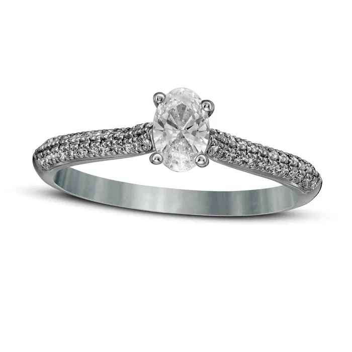 Rings Goldia 075 CT TW Oval Natural Diamond Engagement Ring in Solid 14K White Gold Rings Goldia 075 CT TW Oval Natural Diamond Engagement Ring in Solid 14K White Gold