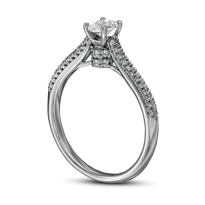 Rings Goldia 075 CT TW Oval Natural Diamond Engagement Ring in Solid 14K White Gold Rings Goldia 075 CT TW Oval Natural Diamond Engagement Ring in Solid 14K White Gold
