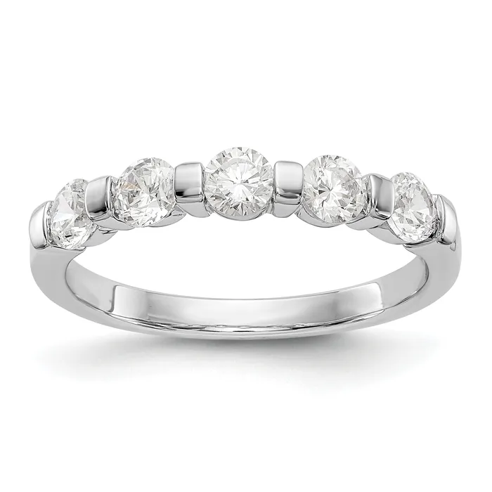 Rings Goldia 075ct CZ Solid Real 14K White Gold 5Stone Wedding Band Ring