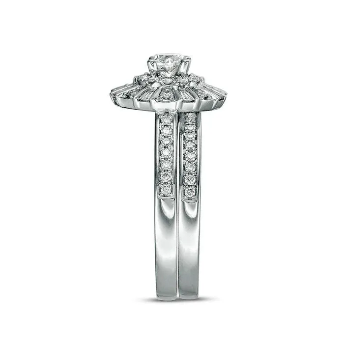 Rings Goldia 10 CT TW Natural Diamond Double Frame Bridal Engagement Ring Set in Solid 10K White Gold Rings Goldia 10 CT TW Natural Diamond Double Frame Bridal Engagement Ring Set in Solid 10K White Gold