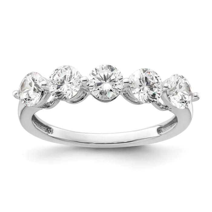 Rings Goldia 150ct CZ Solid Real 14K White Gold 5Stone Wedding Band Ring Rings Goldia 150ct CZ Solid Real 14K White Gold 5Stone Wedding Band Ring