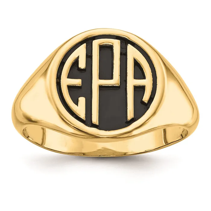 Rings Goldia 10K Yellow Gold Casted High Polished Antiqued or Sandblast Monogram Ring Rings Goldia 10K Yellow Gold Casted High Polished Antiqued or Sandblast Monogram Ring