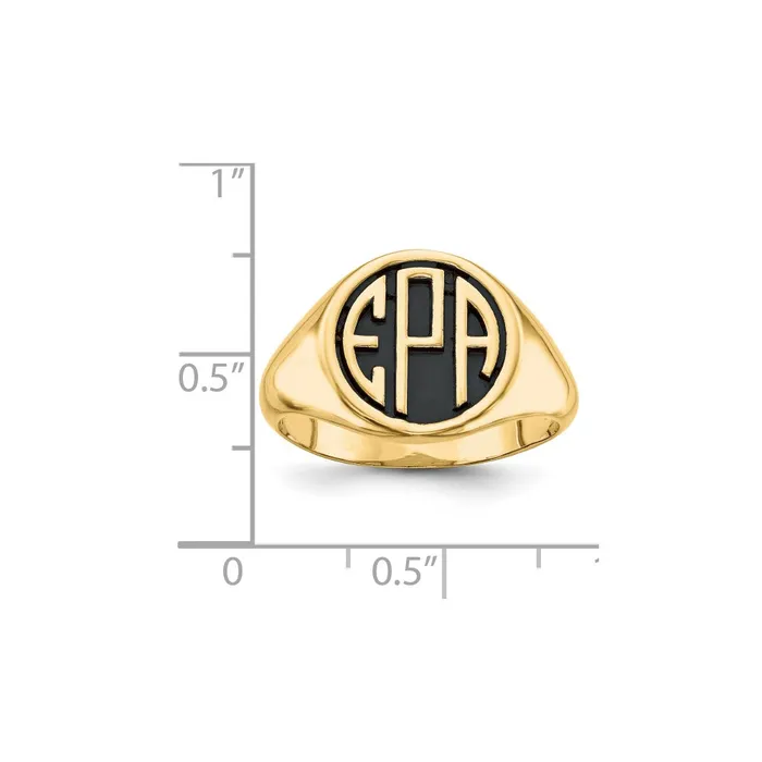 Rings Goldia 10K Yellow Gold Casted High Polished Antiqued or Sandblast Monogram Ring