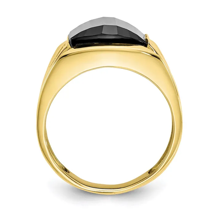 Rings Goldia 10K Yellow Gold Mens Real Diamond and Black Onyx Ring
