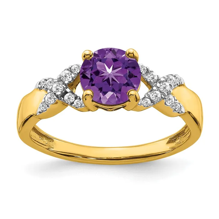 Rings Goldia 14k TwoTone Gold Amethyst and Real Diamond Ring