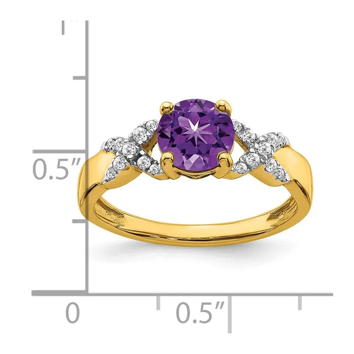 Rings Goldia 14k TwoTone Gold Amethyst and Real Diamond Ring