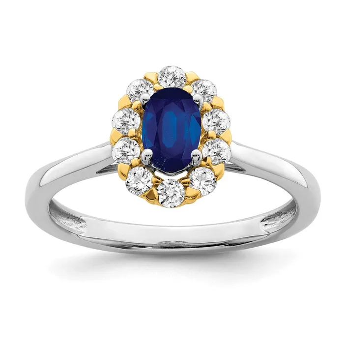 Rings Goldia 14k TwoTone Gold Sapphire and Real Diamond Halo Ring