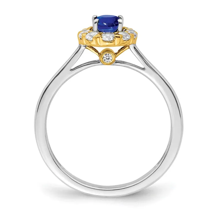 Rings Goldia 14k TwoTone Gold Sapphire and Real Diamond Halo Ring