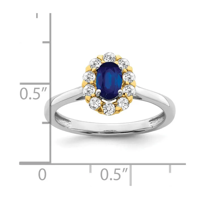 Rings Goldia 14k TwoTone Gold Sapphire and Real Diamond Halo Ring