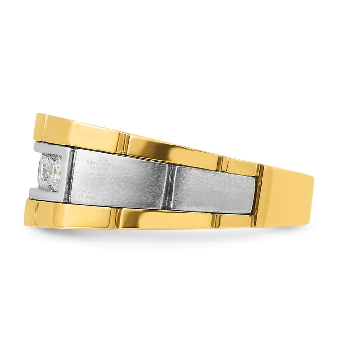 Rings Goldia 14k Twotone Two Tone 12 Ct Lab Grown Diamond VSSI G Five Stone Polished and Satin Mens Ring