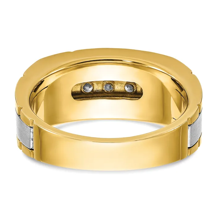 Rings Goldia 14k Twotone Two Tone 12 Ct Lab Grown Diamond VSSI G Five Stone Polished and Satin Mens Ring