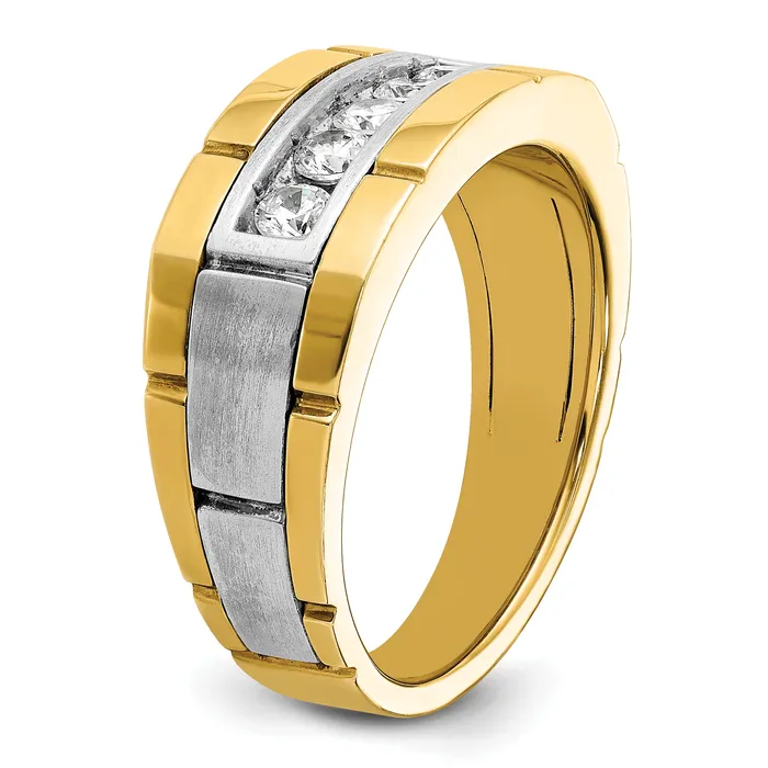 Rings Goldia 14k Twotone Two Tone 12 Ct Lab Grown Diamond VSSI G Five Stone Polished and Satin Mens Ring