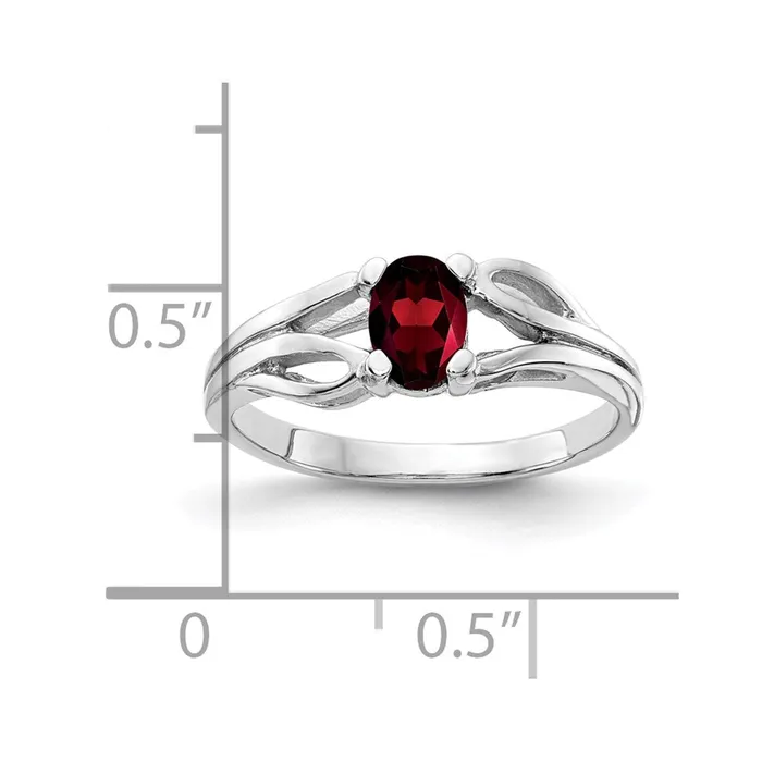 Rings Goldia 14k White Gold 6x4mm Oval Garnet Checker ring