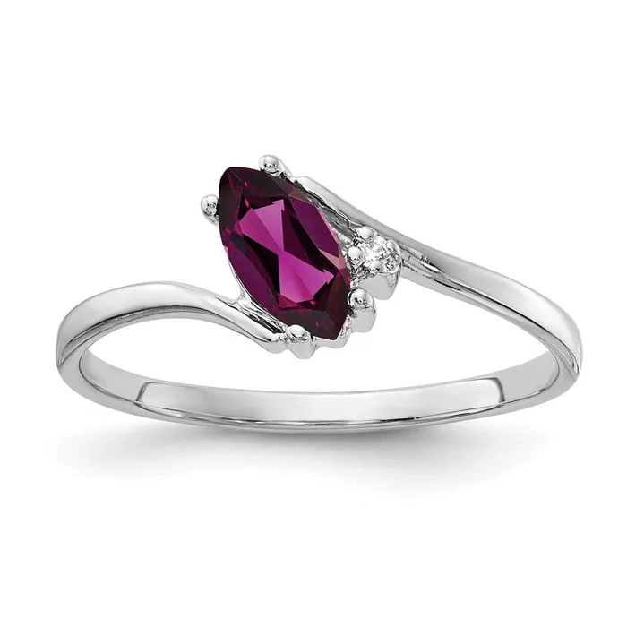 Rings Goldia 14k White Gold 7x35mm Marquise Rhodolite Garnet AA Diamond ring