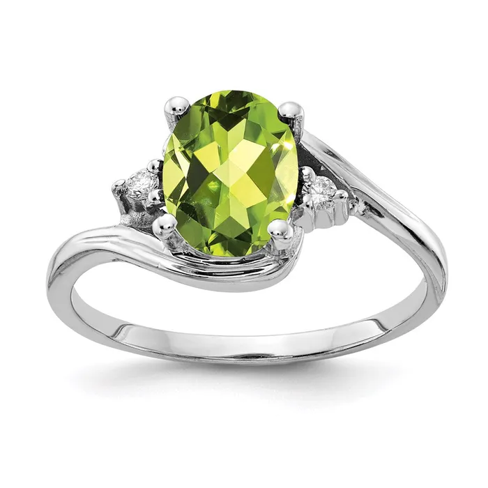 Rings Goldia 14k White Gold 8x6mm Oval Peridot Checker A Real Diamond ring