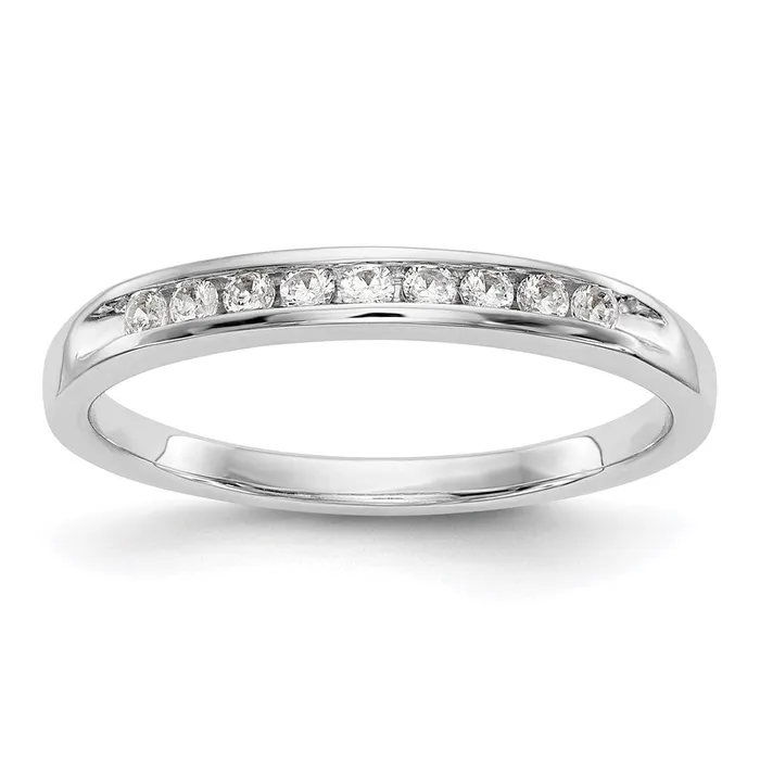 Rings Goldia 14K White Gold 9Stone Real Diamond Channel Band