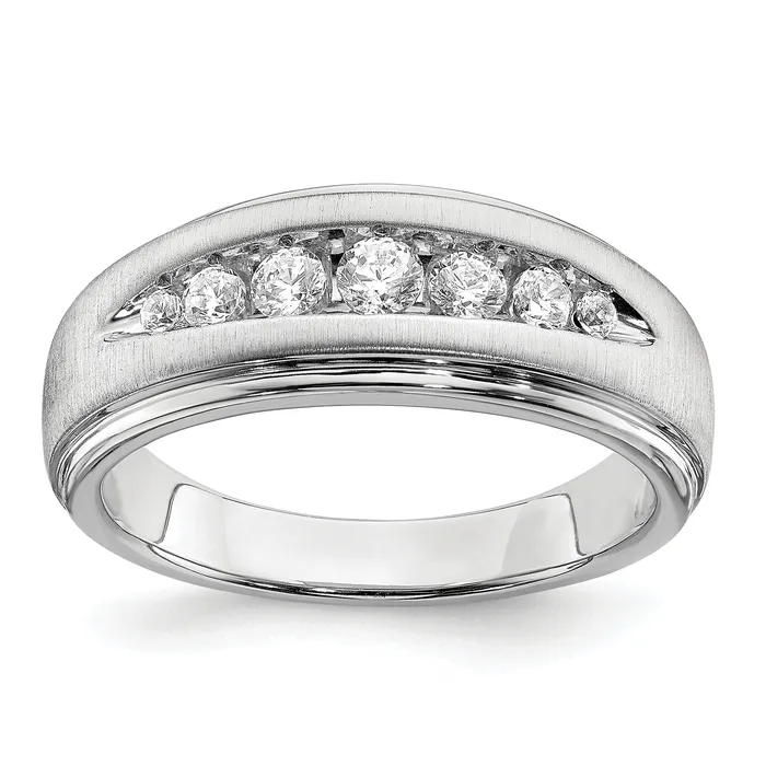 Rings Goldia 14K White Gold Lab Grown Diamond VSSI G Double Miligrain Mens Ring Rings Goldia 14K White Gold Lab Grown Diamond VSSI G Double Miligrain Mens Ring