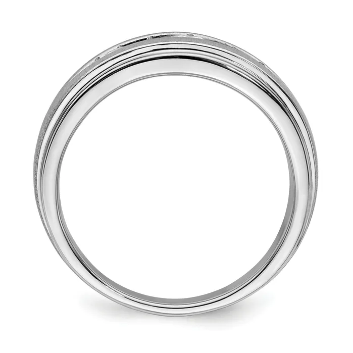 Rings Goldia 14K White Gold Lab Grown Diamond VSSI G Double Miligrain Mens Ring