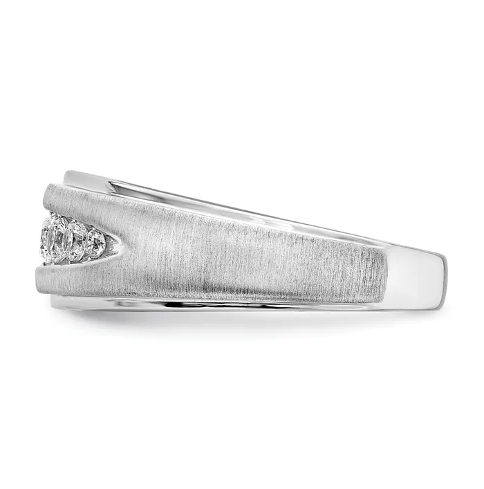 Rings Goldia 14K White Gold Lab Grown Diamond VSSI G Double Miligrain Mens Ring