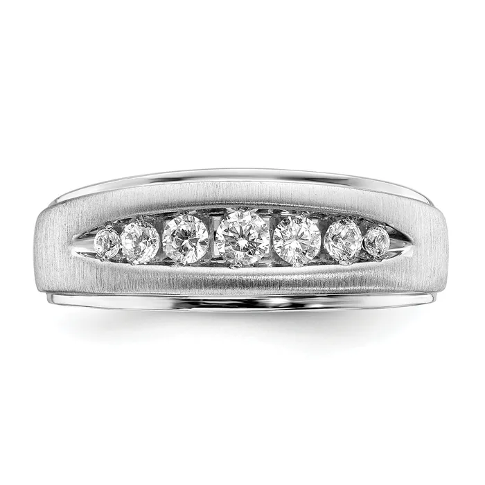 Rings Goldia 14K White Gold Lab Grown Diamond VSSI G Double Miligrain Mens Ring