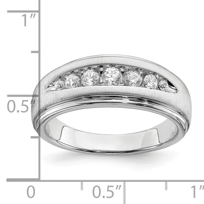 Rings Goldia 14K White Gold Lab Grown Diamond VSSI G Double Miligrain Mens Ring