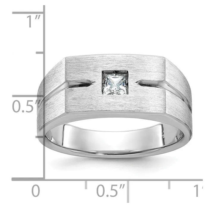 Rings Goldia 14k White Gold Mens Polished and Satin 14 carat Diamond Complete Ring