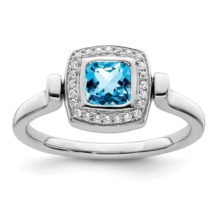 Rings Goldia 14k White Gold Polished Blue Topaz and Real Diamond Flip Ring Rings Goldia 14k White Gold Polished Blue Topaz and Real Diamond Flip Ring