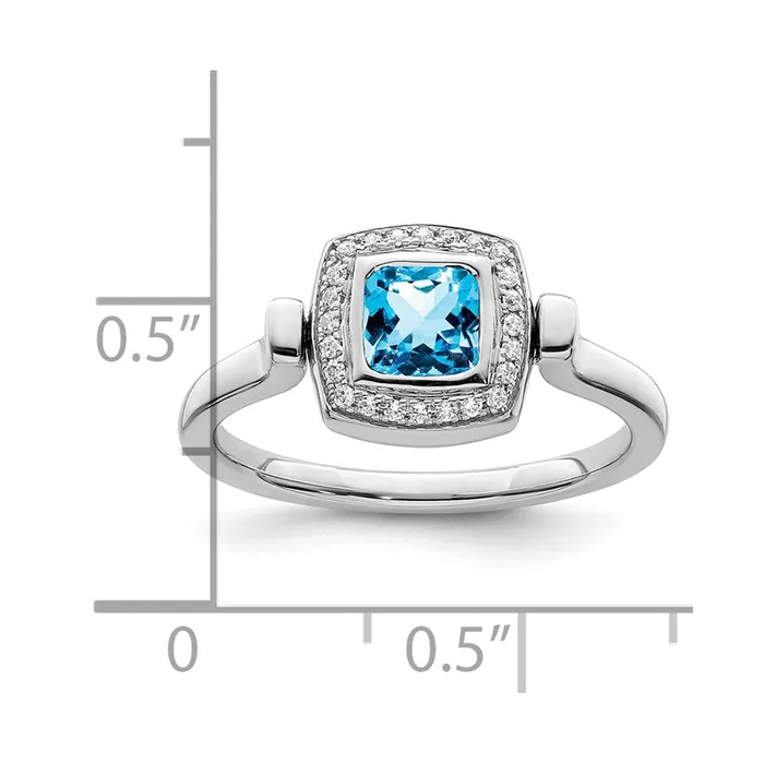 Rings Goldia 14k White Gold Polished Blue Topaz and Real Diamond Flip Ring