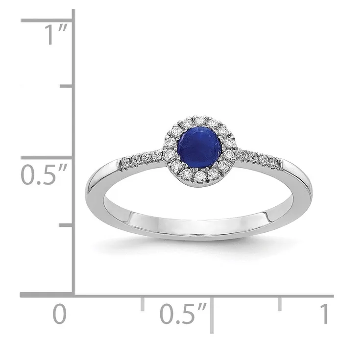 Rings Goldia 14k White Gold Real Diamond and Cabochon Sapphire Ring