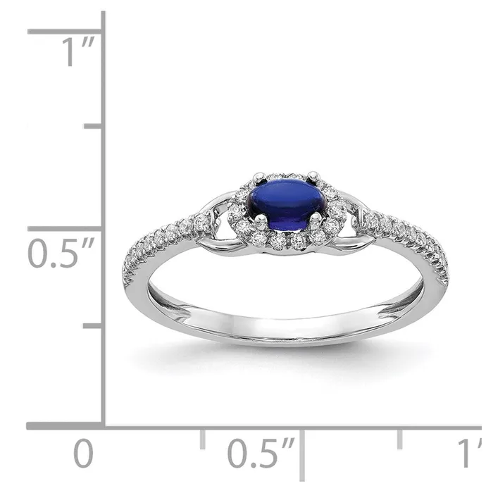 Rings Goldia 14k White Gold Real Diamond and Cabochon Sapphire Ring