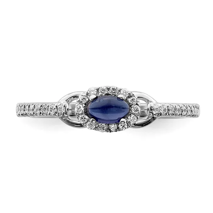 Rings Goldia 14k White Gold Real Diamond and Cabochon Sapphire Ring