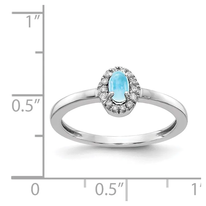 Rings Goldia 14k White Gold Real Diamond and Oval Cabochon Blue Topaz Ring