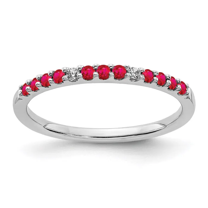 Rings Goldia 14k White Gold Real Diamond and Ruby Band