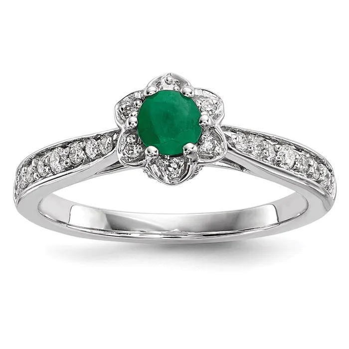 Rings Goldia 14k White Gold Real Diamond u0026 Emerald Ring