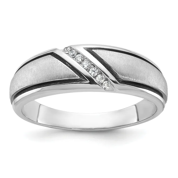 Rings Goldia 14k White Gold with Black Rhodium 115 Ct Lab Grown Diamond VSSI G Polished and Satin Mens Ring Rings Goldia 14k White Gold with Black Rhodium 115 Ct Lab Grown Diamond VSSI G Polished and Satin Mens Ring