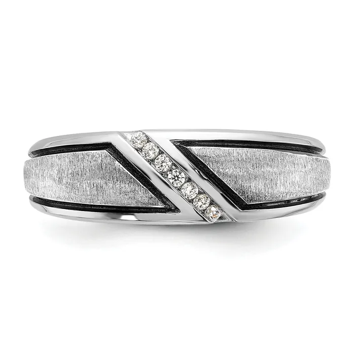 Rings Goldia 14k White Gold with Black Rhodium 115 Ct Lab Grown Diamond VSSI G Polished and Satin Mens Ring