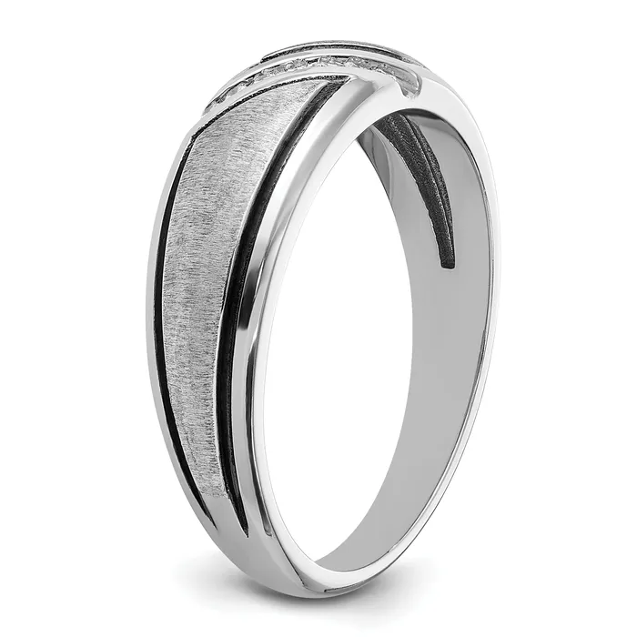 Rings Goldia 14k White Gold with Black Rhodium 115 Ct Lab Grown Diamond VSSI G Polished and Satin Mens Ring