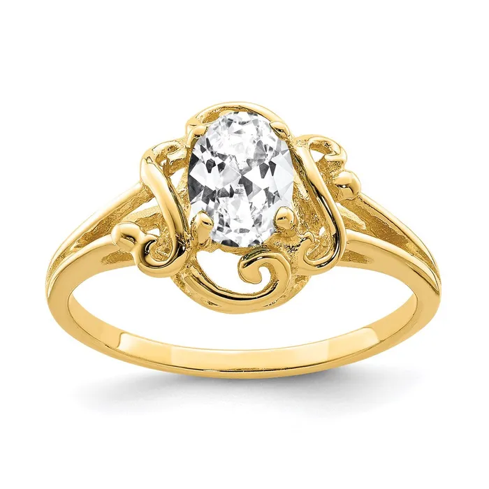 Rings Goldia 14K Yellow Gold 7x5mm Oval Cubic Zirconia ring