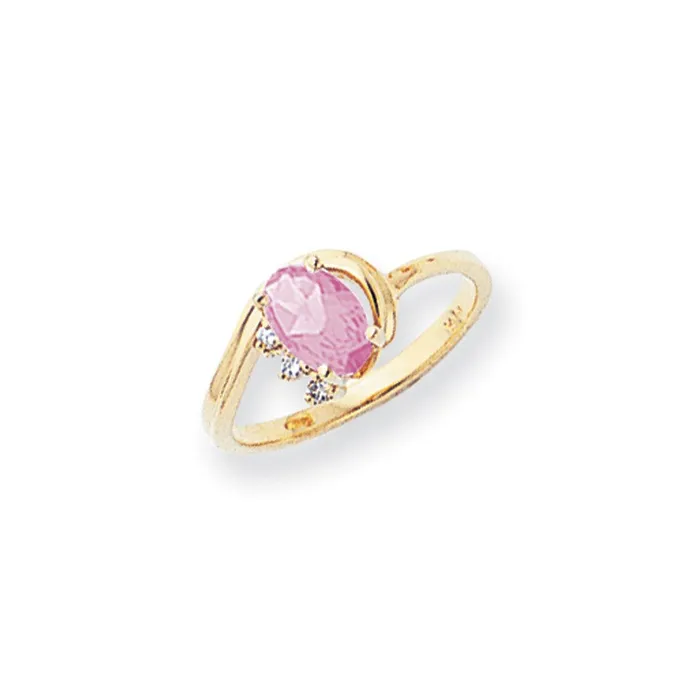 Rings Goldia 14k Yellow Gold 7x5mm Oval Pink Sapphire AA Diamond ring