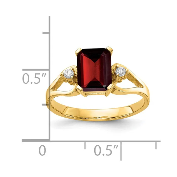 Rings Goldia 14K Yellow Gold 8x6mm Emerald Cut Garnet A Real Diamond ring