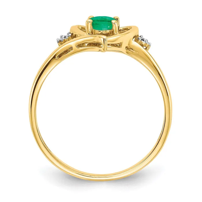 Rings Goldia 14K Yellow Gold Emerald and Real Diamond Heart Ring