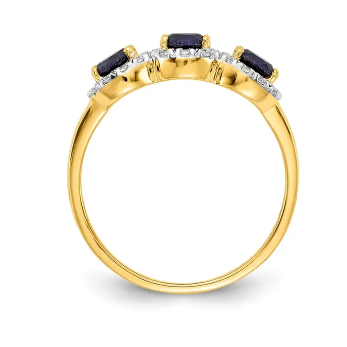 Rings Goldia 14K Yellow Gold Sapphire and Real Diamond 3Stone Ring