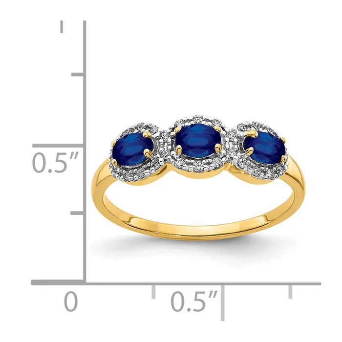 Rings Goldia 14K Yellow Gold Sapphire and Real Diamond 3Stone Ring