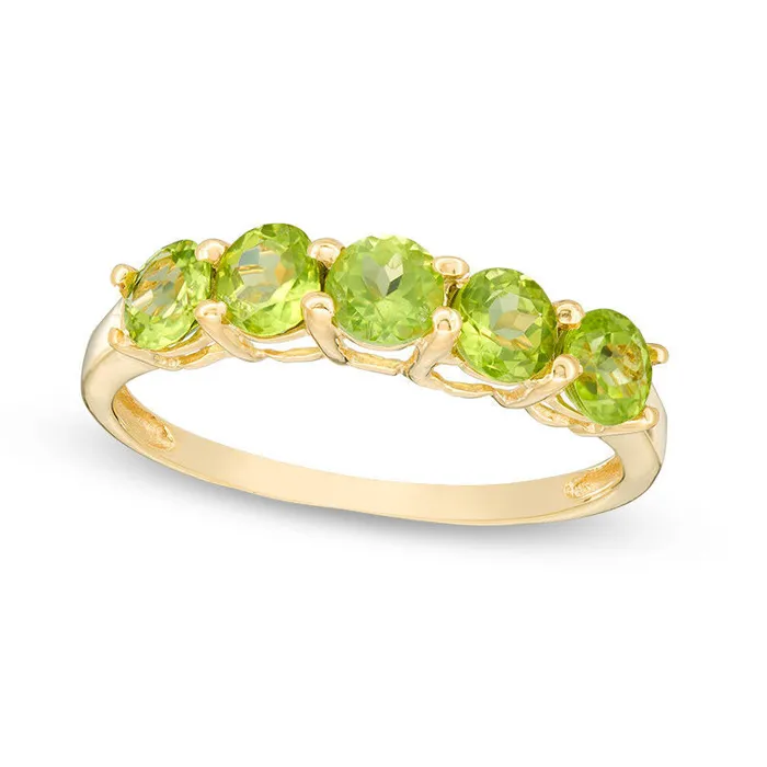 Rings Goldia 40mm Peridot Five Stone Ring in Sterling Silver with Solid 14K Gold Plate Rings Goldia 40mm Peridot Five Stone Ring in Sterling Silver with Solid 14K Gold Plate
