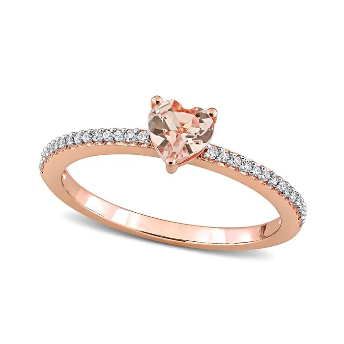 Rings Goldia 50mm HeartShaped Morganite and 007 CT TW Natural Diamond Ring in Solid 10K Rose Gold Rings Goldia 50mm HeartShaped Morganite and 007 CT TW Natural Diamond Ring in Solid 10K Rose Gold