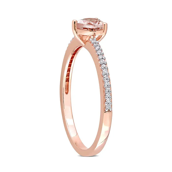Rings Goldia 50mm HeartShaped Morganite and 007 CT TW Natural Diamond Ring in Solid 10K Rose Gold Rings Goldia 50mm HeartShaped Morganite and 007 CT TW Natural Diamond Ring in Solid 10K Rose Gold