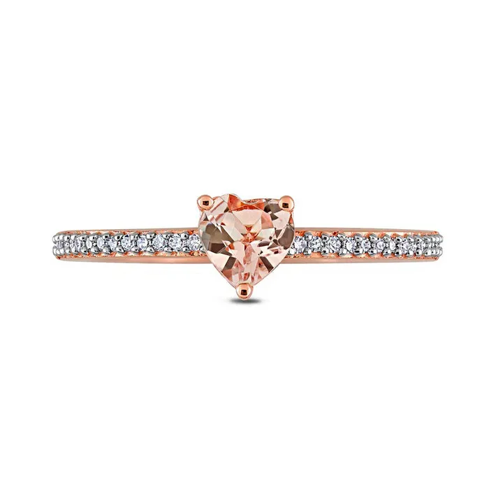 Rings Goldia 50mm HeartShaped Morganite and 007 CT TW Natural Diamond Ring in Solid 10K Rose Gold Rings Goldia 50mm HeartShaped Morganite and 007 CT TW Natural Diamond Ring in Solid 10K Rose Gold