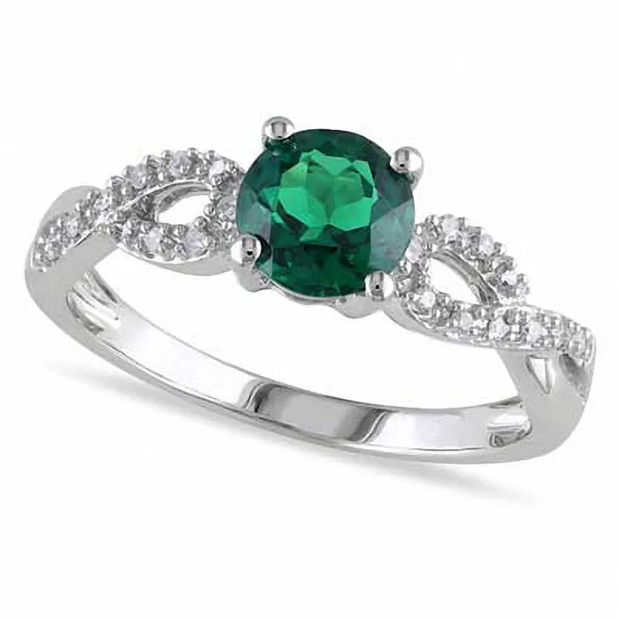 Rings Goldia 60mm LabCreated Emerald and Diamond Accent Engagement Ring in Solid 10K White Gold