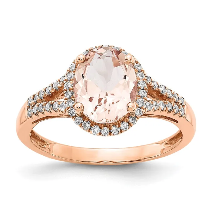 Rings Goldiacom 14k Rose Gold Morganite Real Diamond Ring