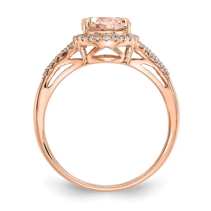 Rings Goldiacom 14k Rose Gold Morganite Real Diamond Ring